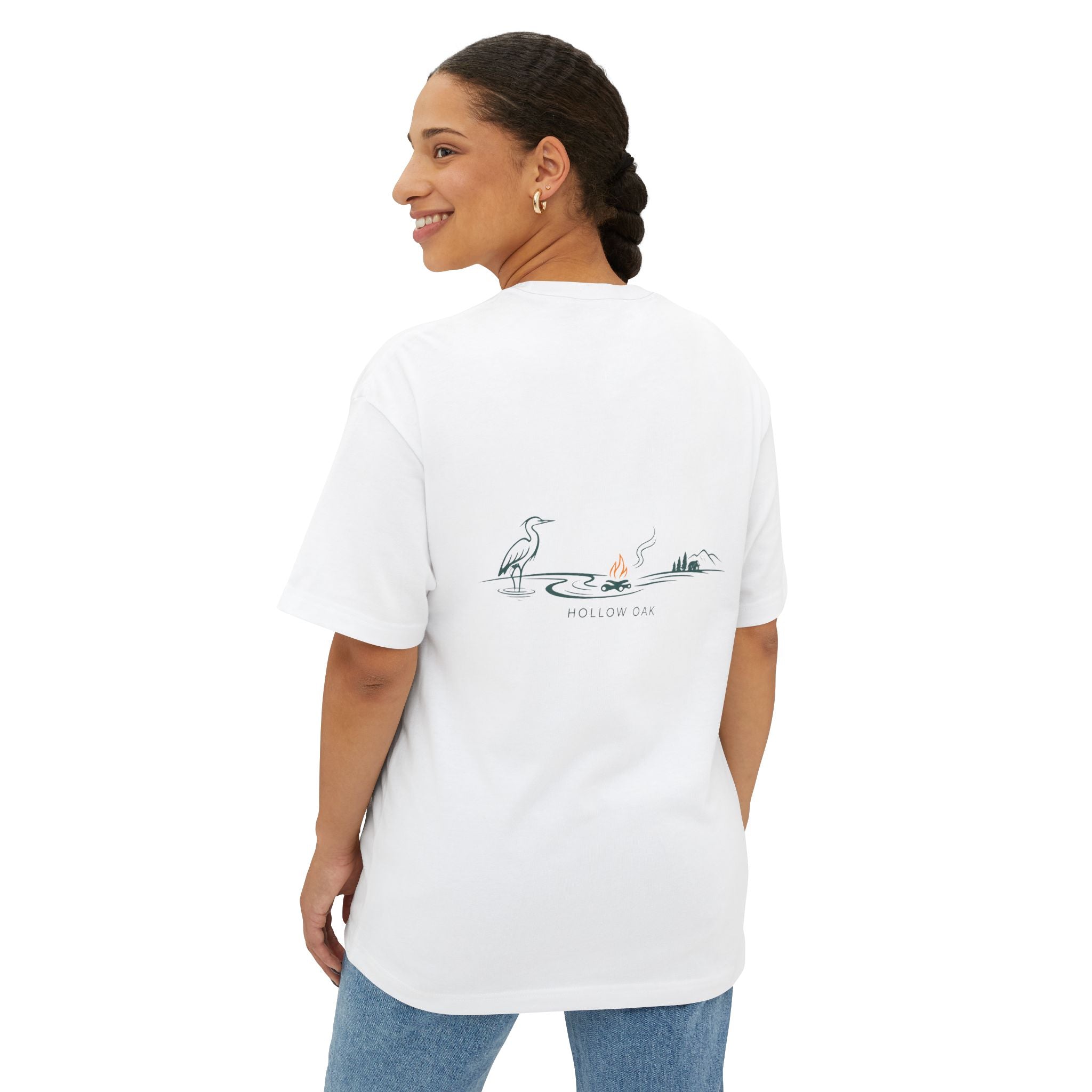 Hollow Oak Heron - Oversized Boxy Tee