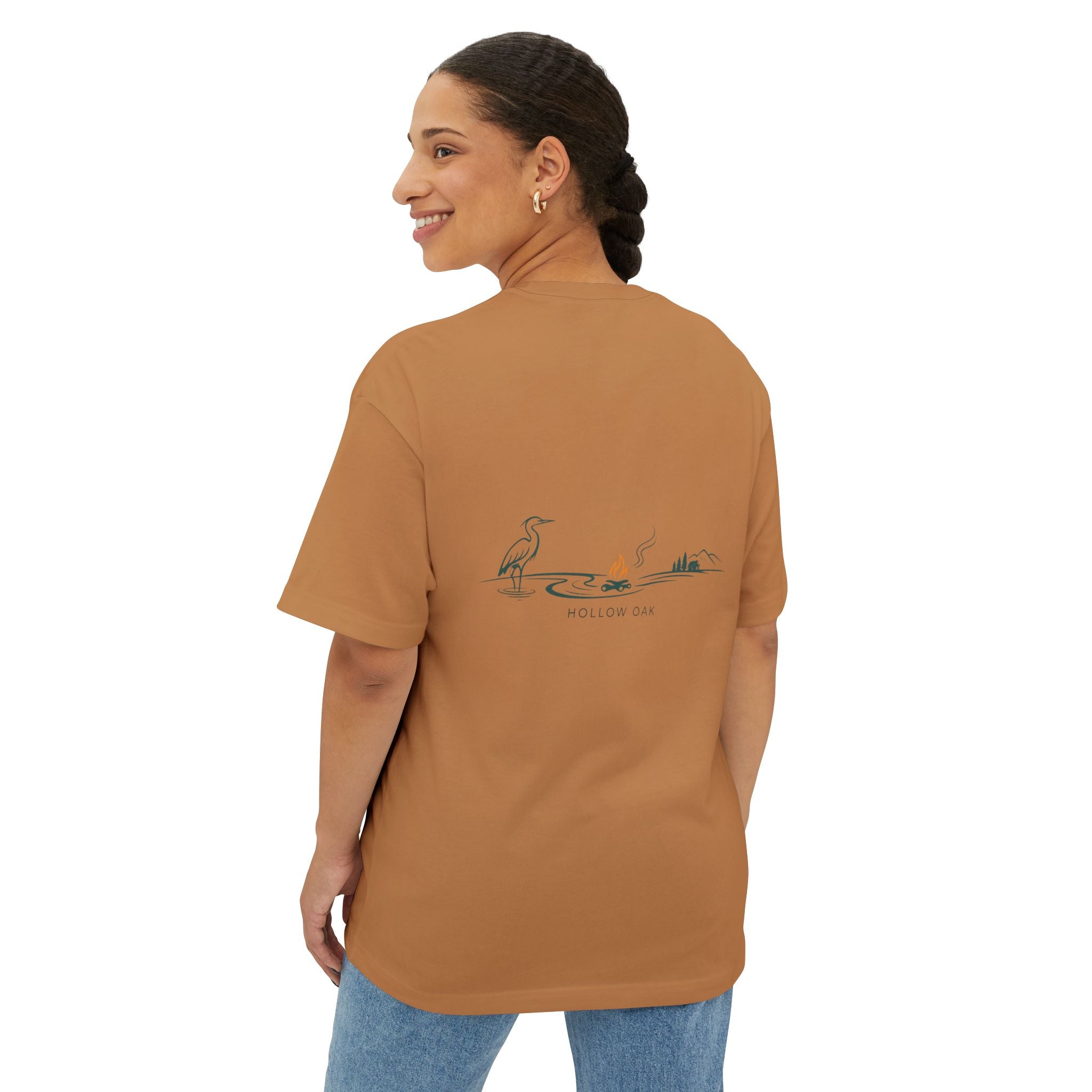 Hollow Oak Heron - Oversized Boxy Tee